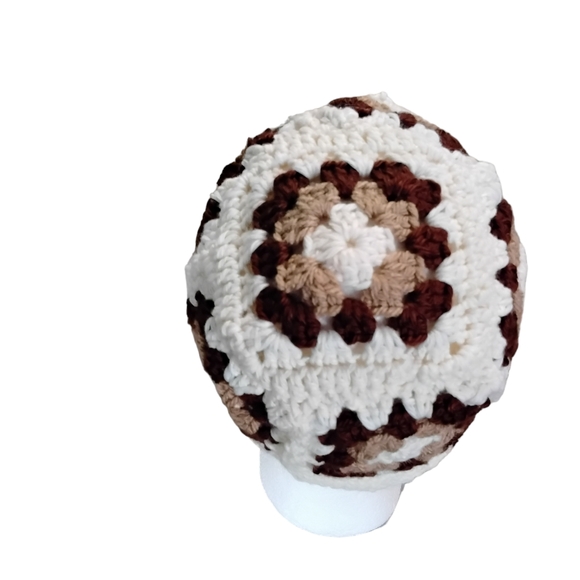 Crochet Bucket Hat Womens One Size Boho Festival Grandmacore Neutral 90s Y2K - Picture 3 of 4